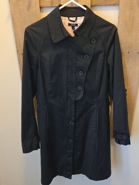Jacob Black Asymmetrical Button Trench Coat